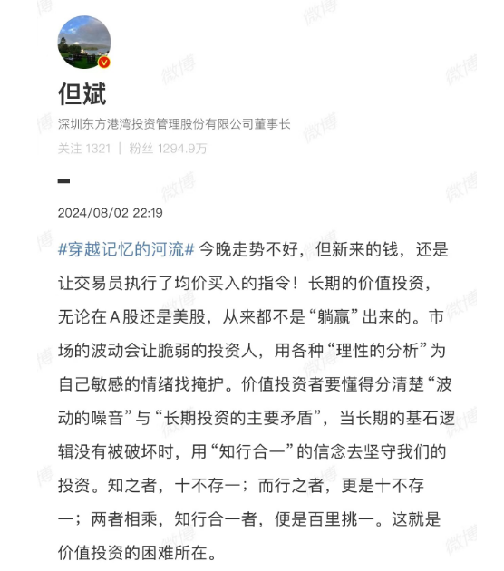 英伟达17个交易日跌去20%，但斌抄底：长期的价值投资无论在A股还是美股，从来都不是“躺赢”出来的